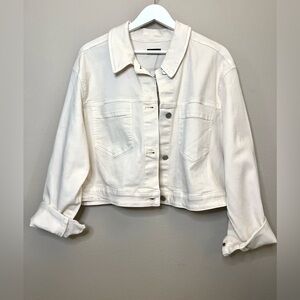 NWT Express Cream Cropped Denim Jacket